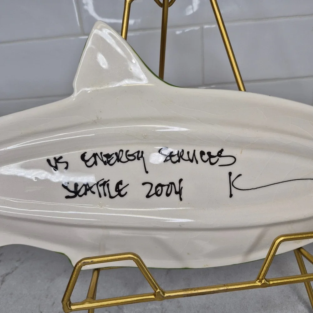 Amen Wardy Serving Platter Salmon Fish Multicolor‎ Ceramic Seattle 2004